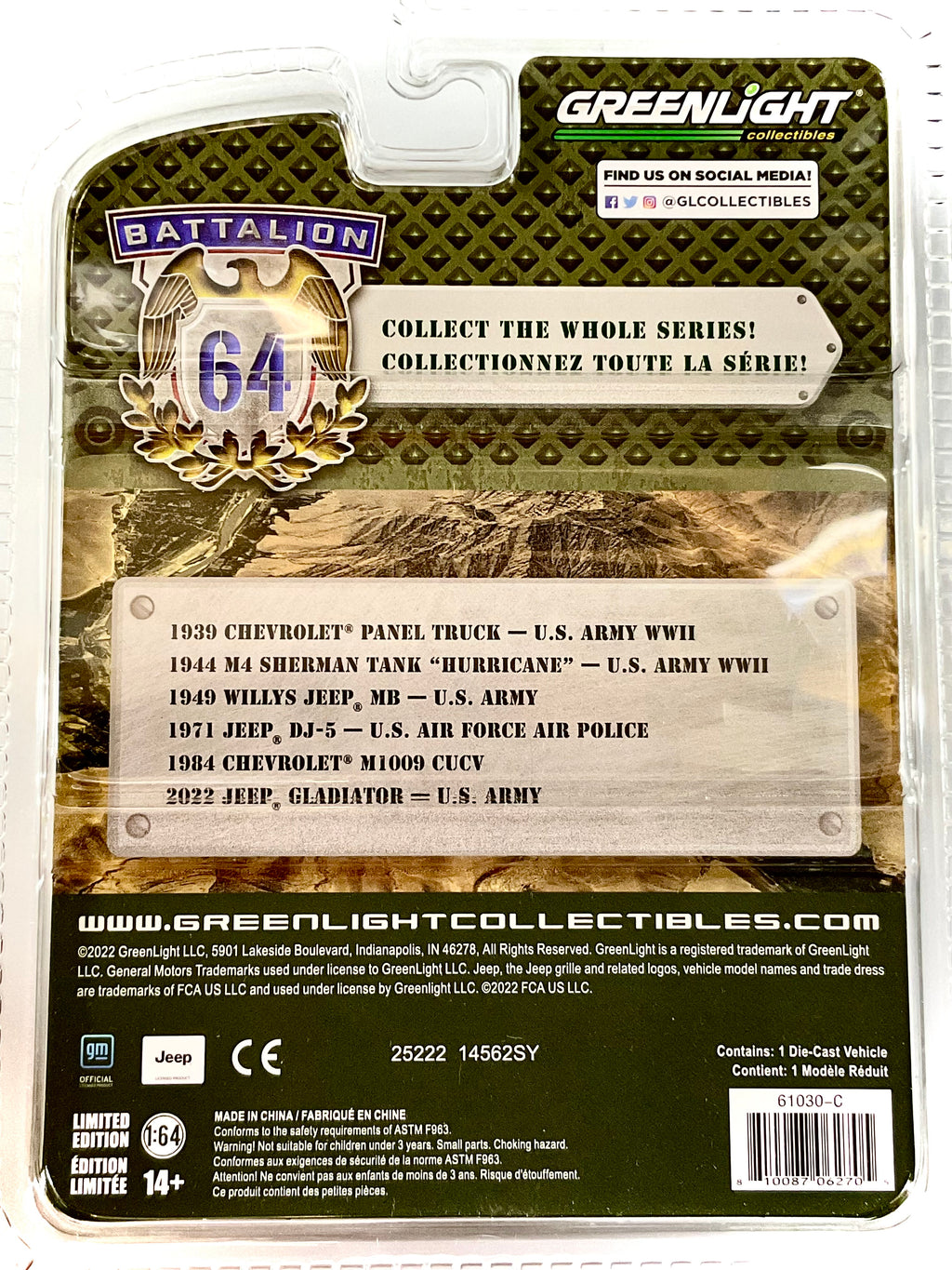 Willys Jeep MB 1949 U.S. Army 1:64 – Greenlight 61030-C-retro confezione