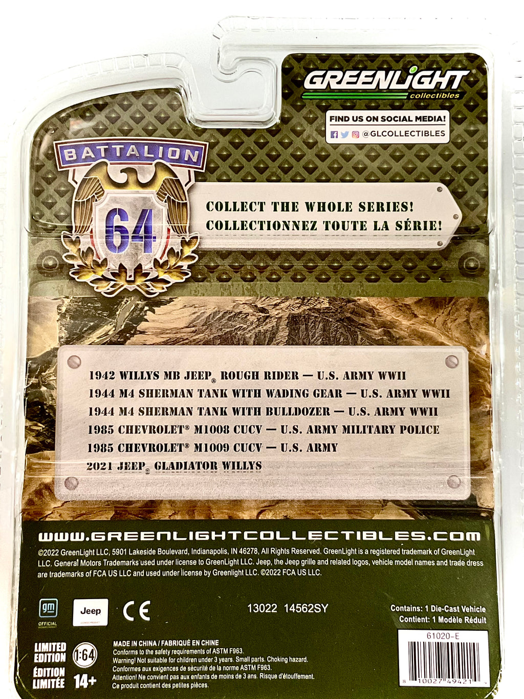 Chevrolet M1009 CUCV 1985 U.S. Army scala 1:64 – Greenlight 61020-E-retro confezione