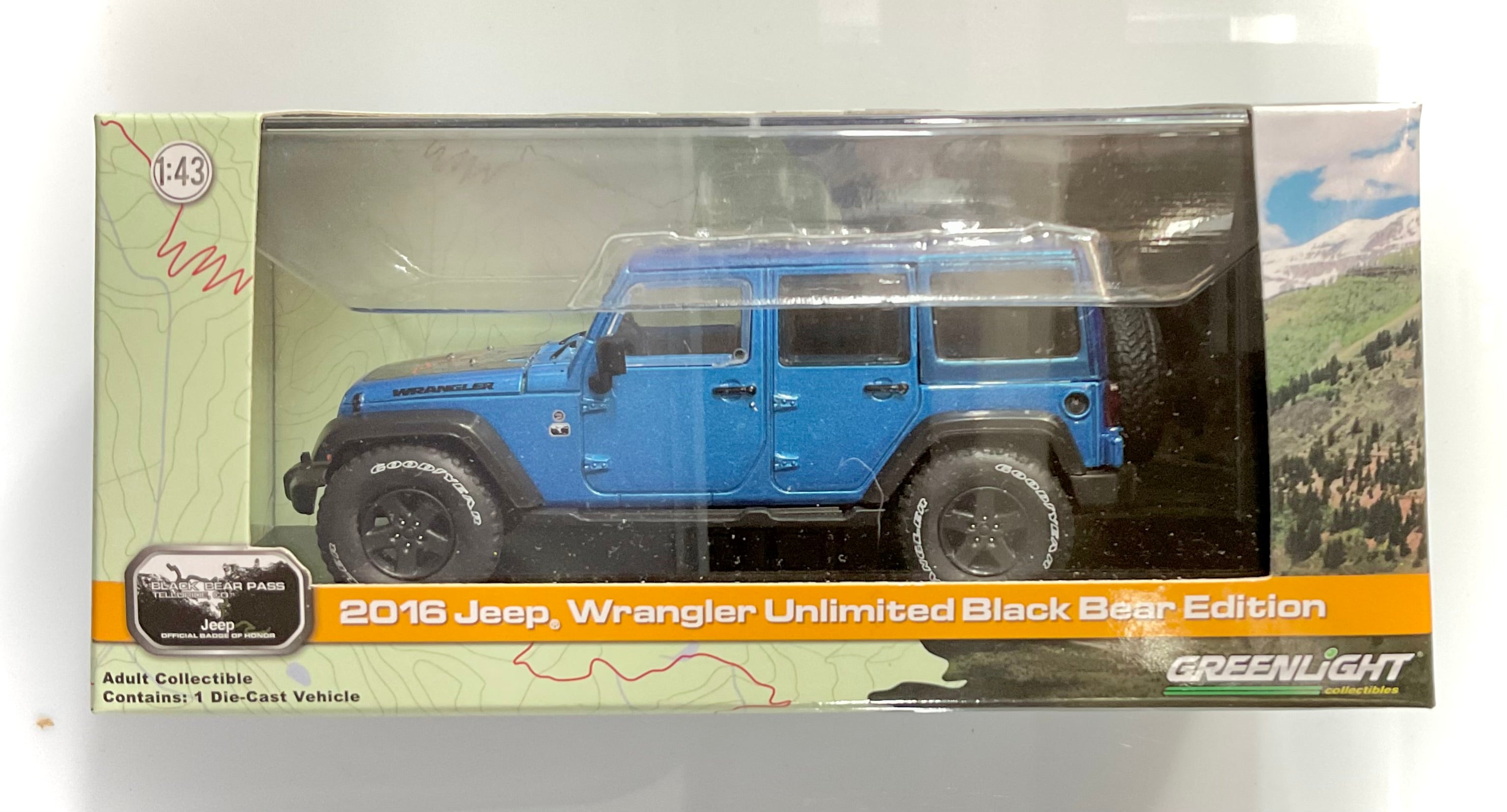 JEEP WRANGLER  UNLIMITED BLACK BEAR EDITION del 2016 , GREENLIGHT scala 1/43