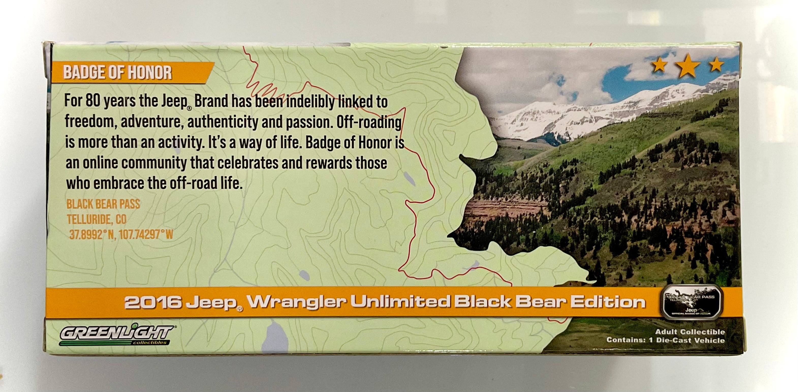 JEEP WRANGLER  UNLIMITED BLACK BEAR EDITION del 2016 , GREENLIGHT scala 1/43