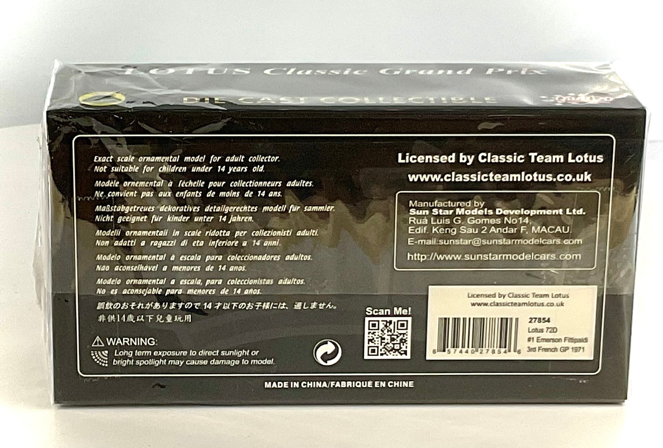 LOTUS 72 D  n*1 , VITESSE  scala  1/43