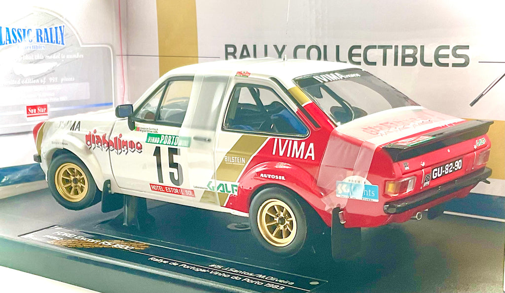 Ford Escort RS 1800 Rally de Portugal 1983 #15 Santos/Oliveira scala 1:18 – Sun Star 4862 - vista 3/4 posteriore
