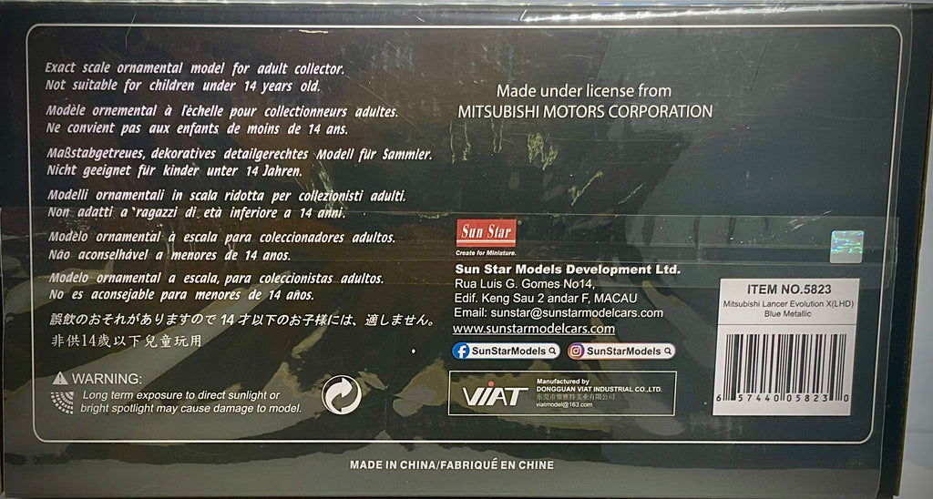 MITSUBISCHI LANCER EVOLUCION X ( LHT ) , SUN STAR scala 1/18