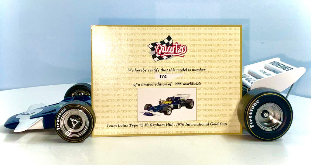 Lotus Type 72 1970 #3 Graham Hill scala 1:18 Ed. Limitata – Sun Star 18279-vista laterale con certificato numero pezzo