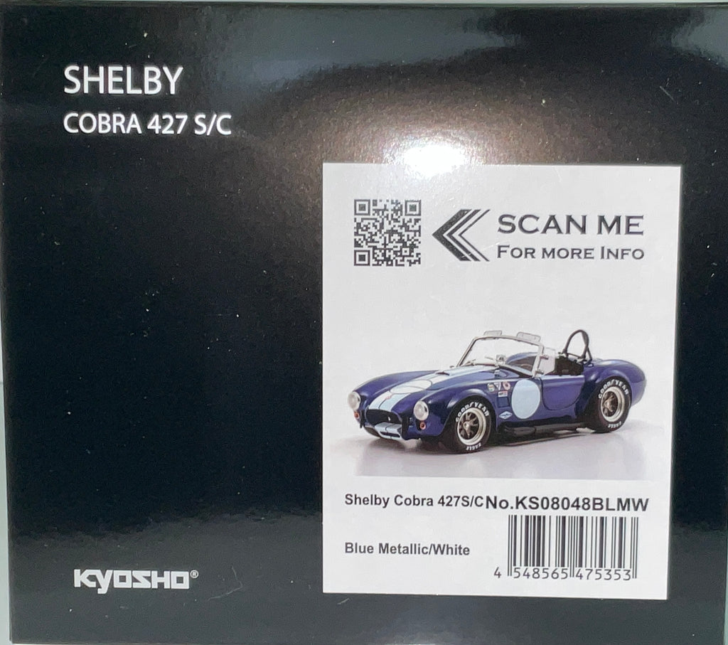 Shelby Cobra 427 S/C Blue Metallic/White 1:18 – Kyosho KS08048BLMW