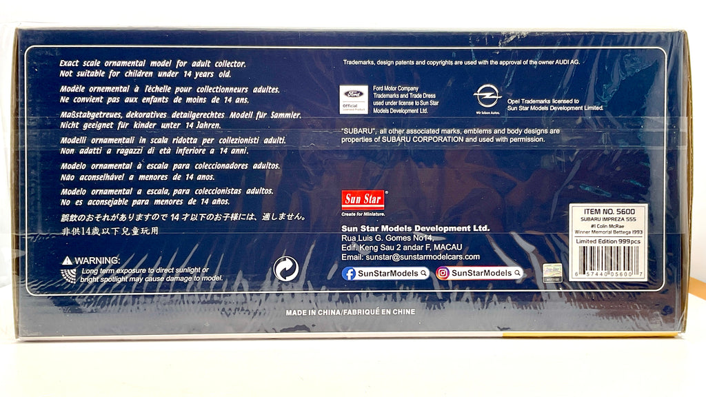 Subaru Impreza #1 , Sun Star 5600 Die-Cast 1/18