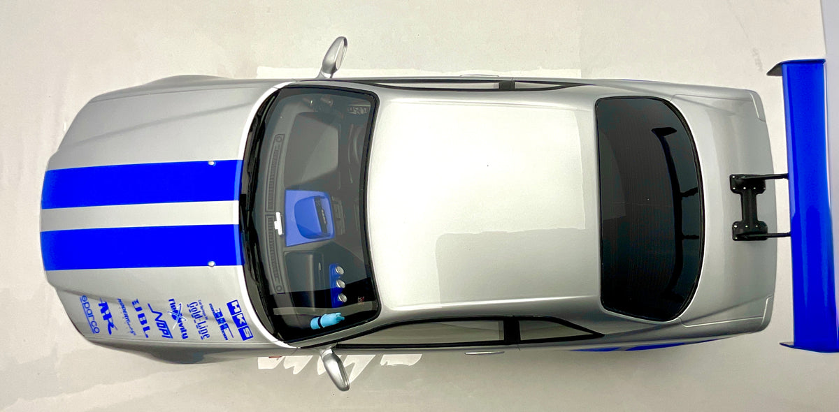 Kyosho 1:12 Nissan Skyline R34 GT-R Fast & Furious (Brian O'Conner) - Resina - NUOVO IN SCATOLA - 012007A , vista da sopra 