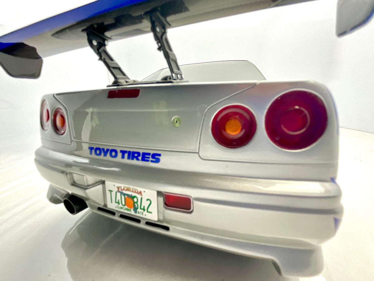 Kyosho 1:12 Nissan Skyline R34 GT-R Fast & Furious (Brian O'Conner) - Resina - NUOVO IN SCATOLA - 012007A , vista posteriore 