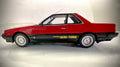 Kyosho Nissan Skyline RS-X rossa e nera 1:18, vista laterale con scritta RS-Turbo sulla fiancata.